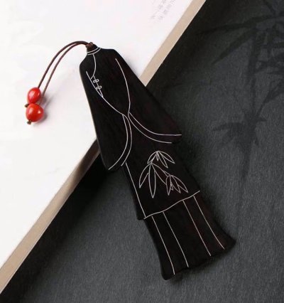 非遗-紫光檀木嵌银书签